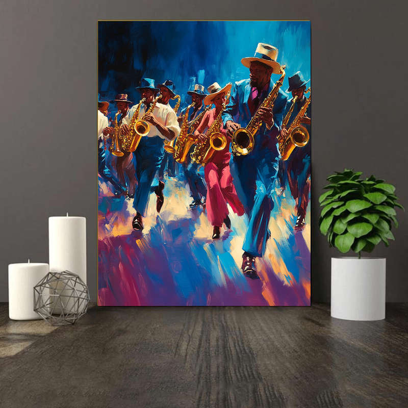 1pc 2D  Frameless Cool Jazz Musician Canvas Art Vibrant Vintage Poster for Men'S Gifts Garag