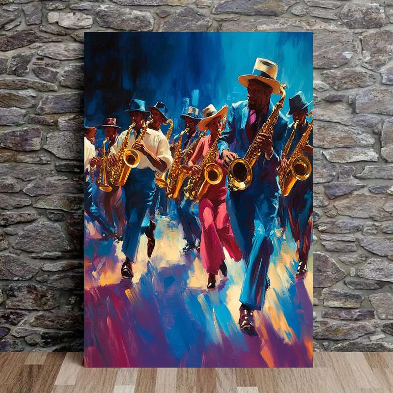 1pc 2D  Frameless Cool Jazz Musician Canvas Art Vibrant Vintage Poster for Men'S Gifts Garag