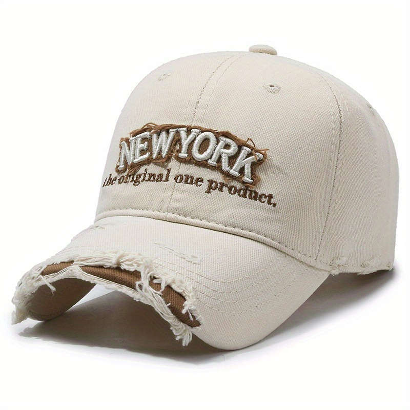 1pc Vintage Distressed Embroidery Letter Denim Baseball Cap Unisex Soft Top Casual Duckbill Hat fo