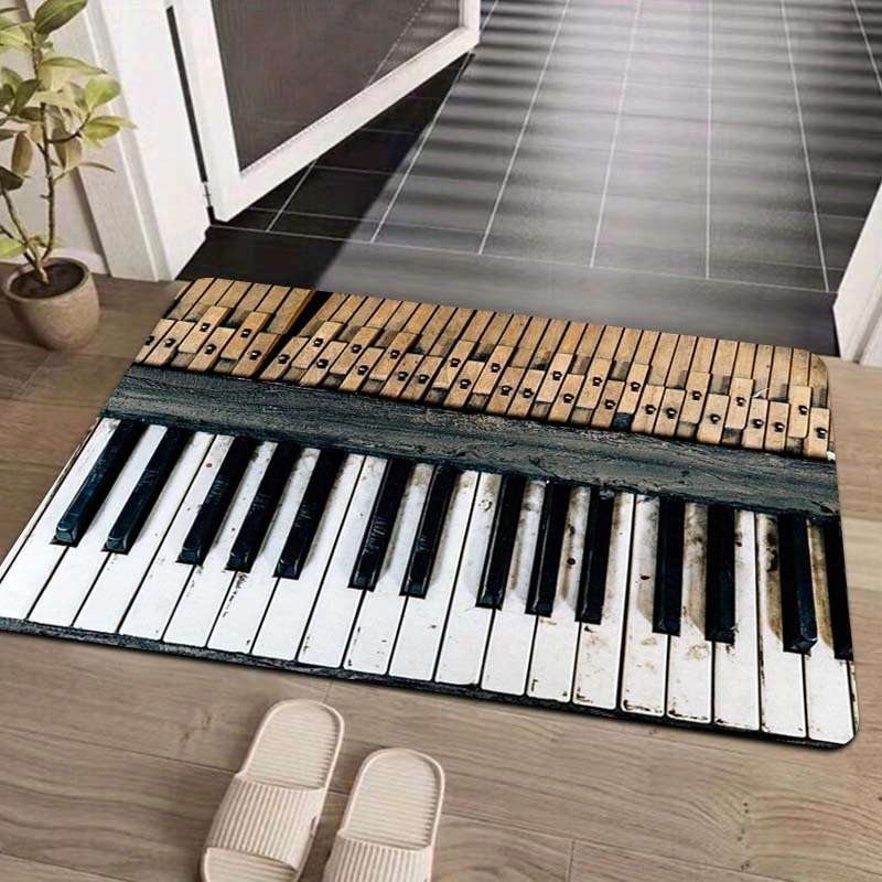 1Pc Black And White Keys 19.69x31.49inch 50x80cm Floor Mat