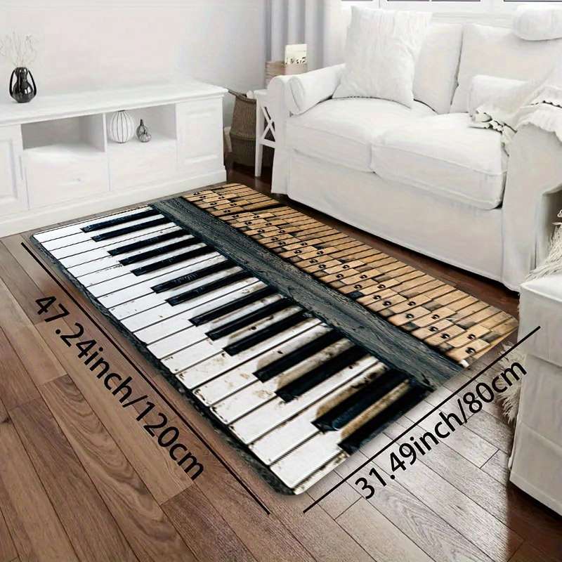 1Pc Black And White Keys 31.49x47.24inch 80x120cm Floor Mat