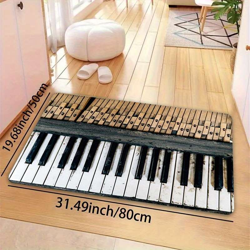 1Pc Black And White Keys 19.69x31.49inch 50x80cm Floor Mat