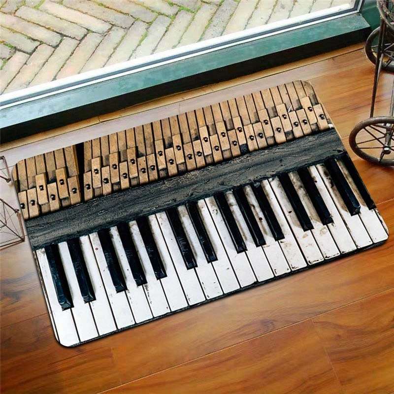 1Pc Black And White Keys 19.69x31.49inch 50x80cm Floor Mat