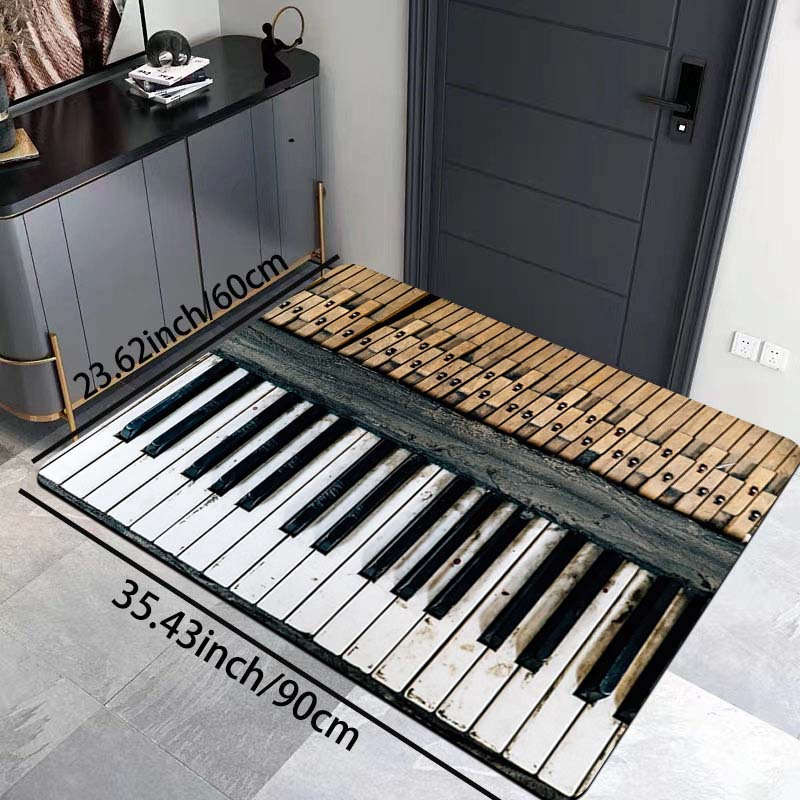 1Pc Black And White Keys 19.69x31.49inch 50x80cm Floor Mat