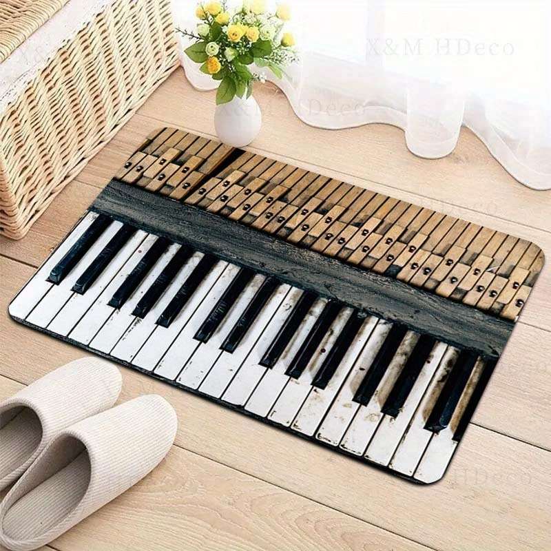 1Pc Black And White Keys 19.69x31.49inch 50x80cm Floor Mat