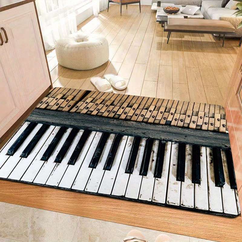 1Pc Black And White Keys 19.69x31.49inch 50x80cm Floor Mat
