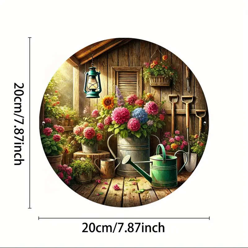1pc Vintage Garden Metal Tin Sign Floral Gardening Tools Design Perfect for Home Cafe Restaurant and
