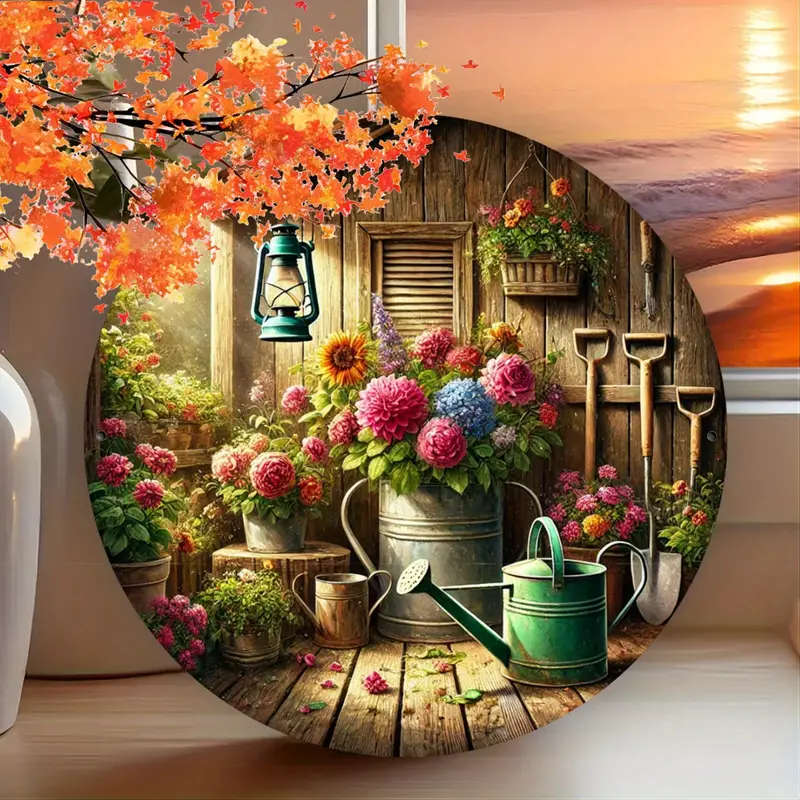 1pc Vintage Garden Metal Tin Sign Floral Gardening Tools Design Perfect for Home Cafe Restaurant and