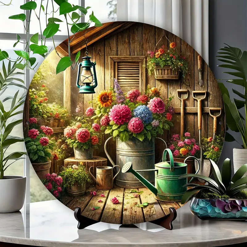 1pc Vintage Garden Metal Tin Sign Floral Gardening Tools Design Perfect for Home Cafe Restaurant and