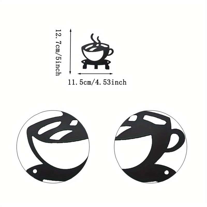 3-Hook Metal Black Coffee Cup Shaped Key Holder Easy Install Wall Mount Rack Casual Style Kitchen