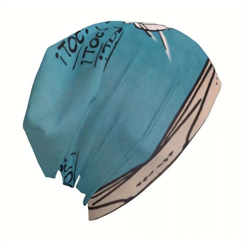 1pc Fashionable Cartoon Dog Print Beanie for Men Soft Polyester Stretch Knit Hat with Elastane