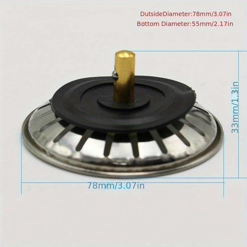 1pc Kitchen Sink Strainer Stopper Stainless Steel Waste Plug Sink Filter Bathroom Hair Catcher Sink