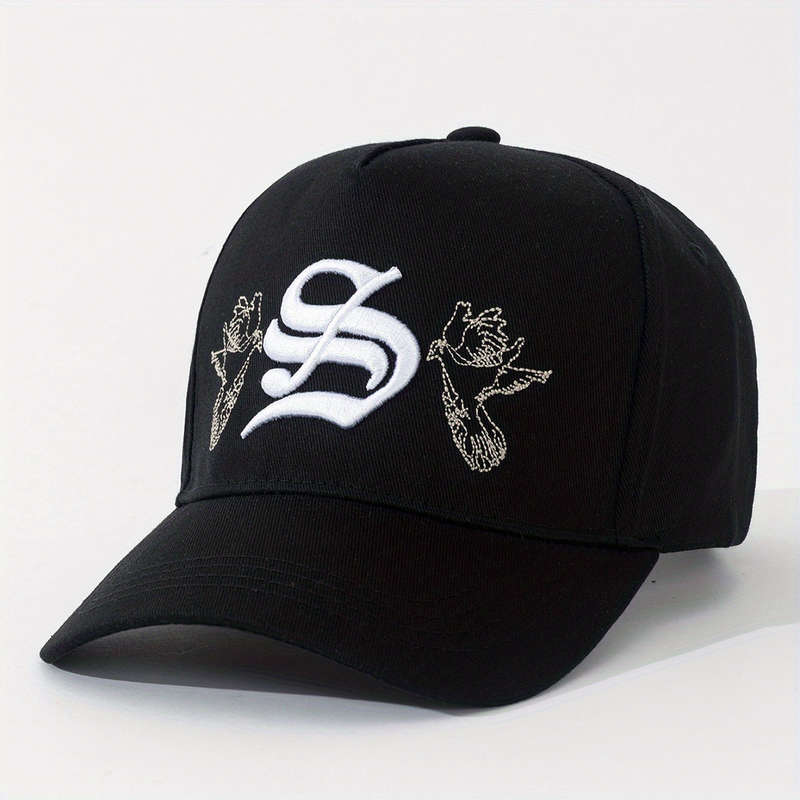 1pc Gothic Style S Letter 3D Embroidered Dad Cap Peace Dove Flat Embroidery Street Party Fash