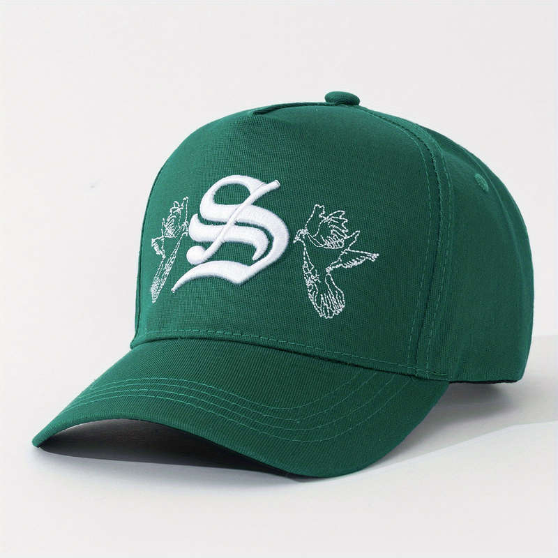 1pc Gothic Style S Letter 3D Embroidered Dad Cap Peace Dove Flat Embroidery Street Party Fash