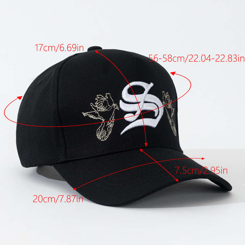 1pc Gothic Style S Letter 3D Embroidered Dad Cap Peace Dove Flat Embroidery Street Party Fash