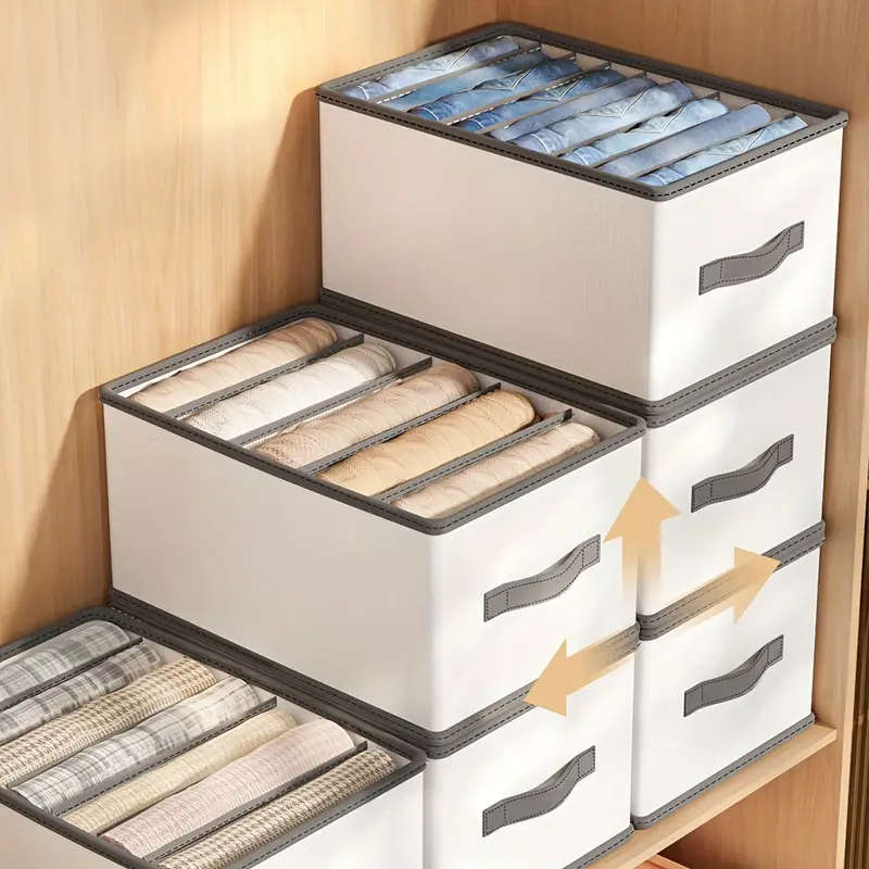 1pc Foldable Drawer Storage Basket 6 Grids  Durable Nylon Organizer for Leggings Clothes Underwear T