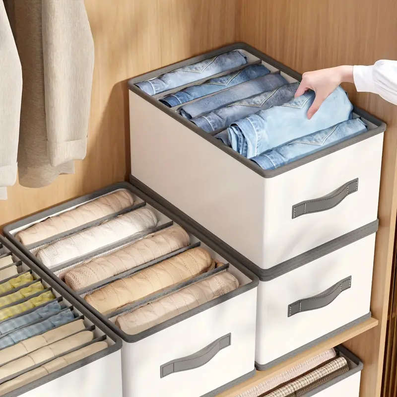 1pc Foldable Drawer Storage Basket 6 Grids  Durable Nylon Organizer for Leggings Clothes Underwear T