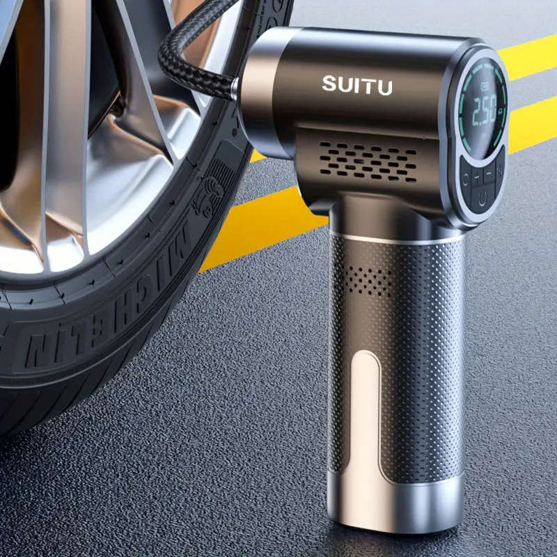 1pc Portable Air Compressor Pump USB Rechargeable 18650 Lithium Battery Wireless Tire Inflator with