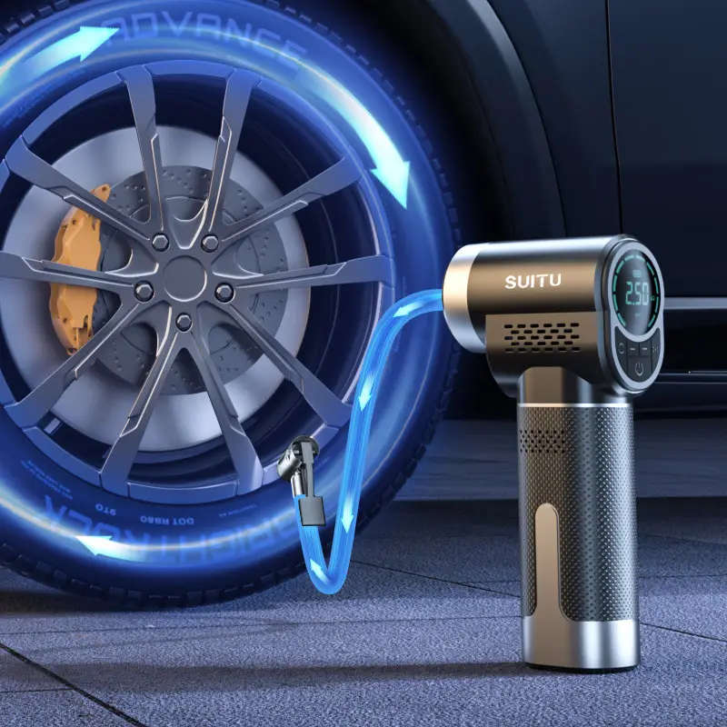 1pc Portable Air Compressor Pump USB Rechargeable 18650 Lithium Battery Wireless Tire Inflator with