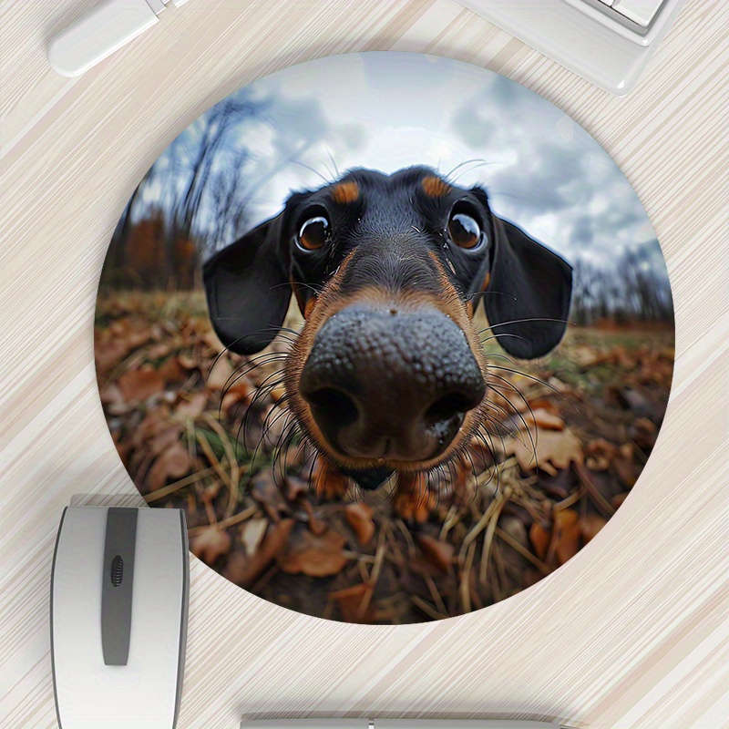 1pc Random Placement Print  Wide Angle Puppy Pattern Round Portable Mouse Pad Computer