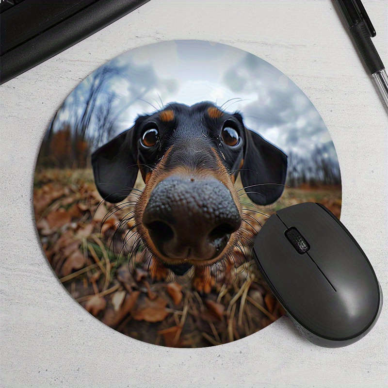 1pc Random Placement Print  Wide Angle Puppy Pattern Round Portable Mouse Pad Computer