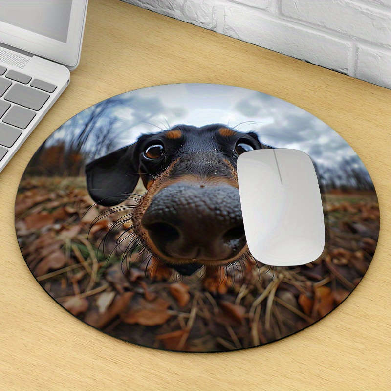 1pc Random Placement Print  Wide Angle Puppy Pattern Round Portable Mouse Pad Computer