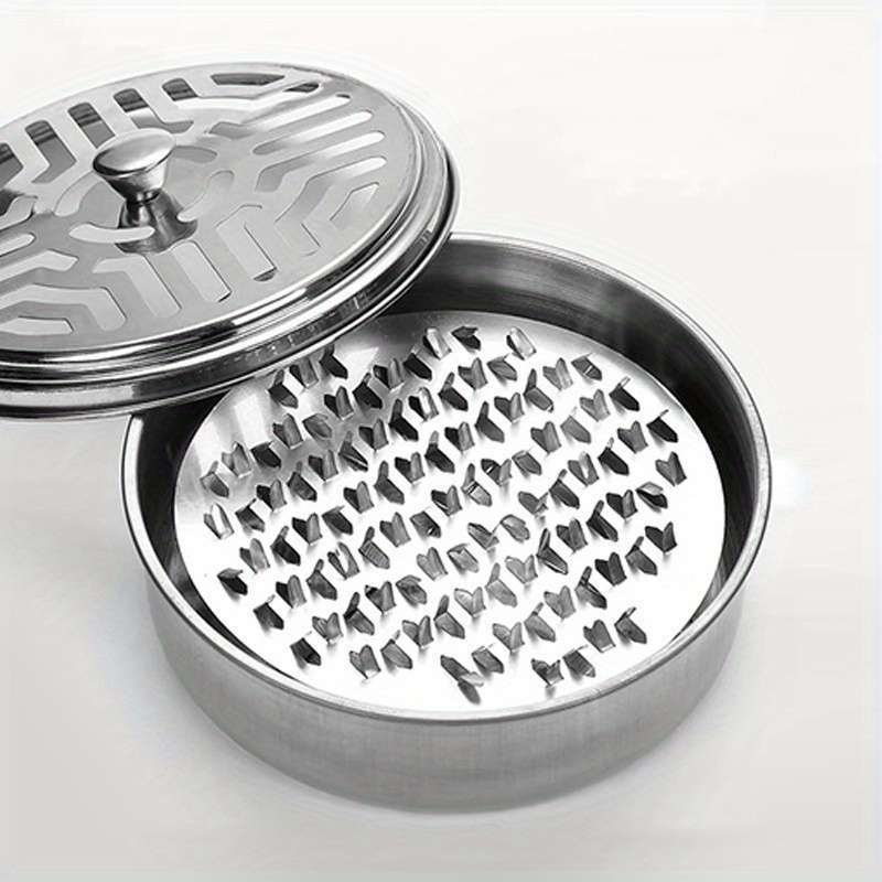 1pc Stainless Steel Mosquito Coil Holder with Lid and Ashtray Fireproof Heat-Resistant Home Deco