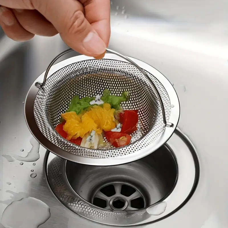 1pc Premium Stainless Steel Hair Catcher Drain Filter with Handle Clog for Bathrooms Kitchens