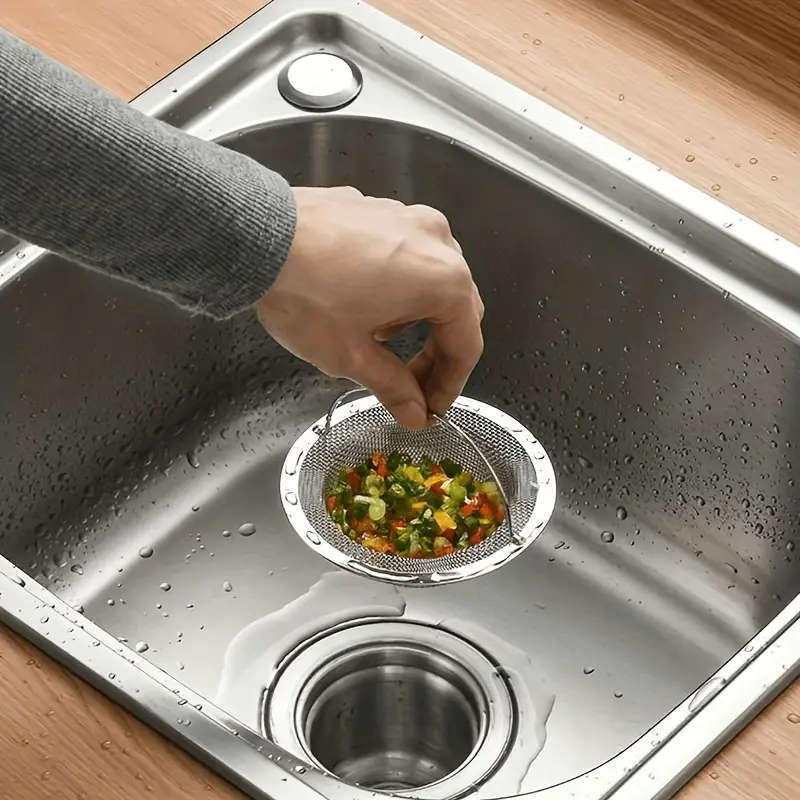 1pc Premium Stainless Steel Hair Catcher Drain Filter with Handle Clog for Bathrooms Kitchens