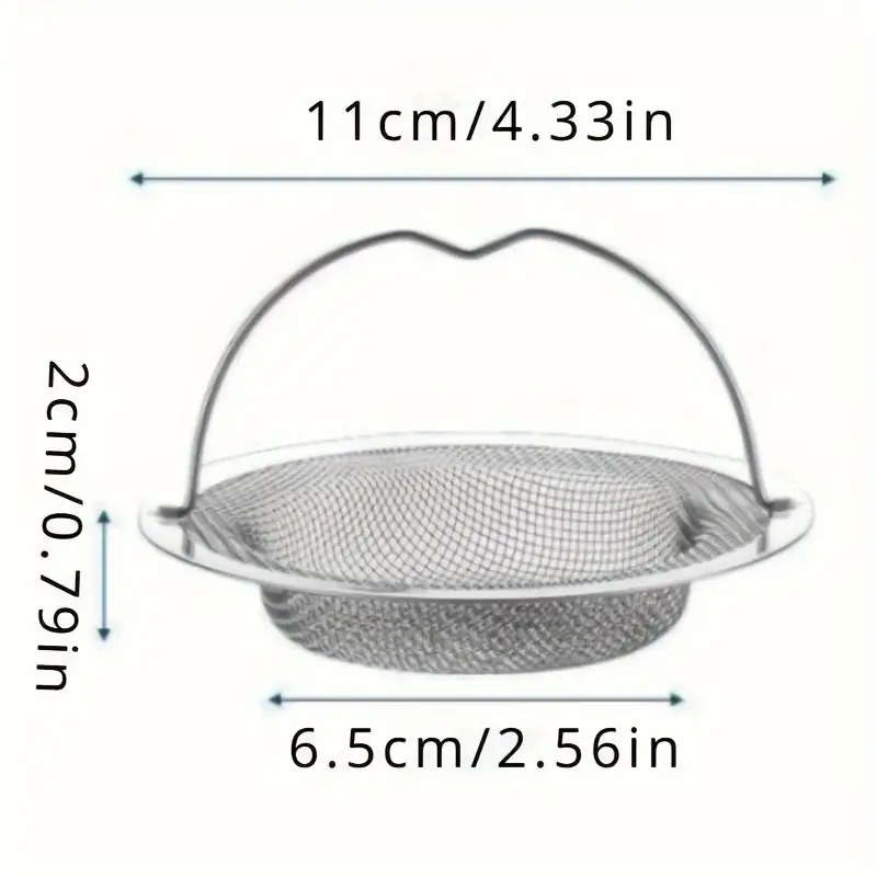 1pc Premium Stainless Steel Hair Catcher Drain Filter with Handle Clog for Bathrooms Kitchens