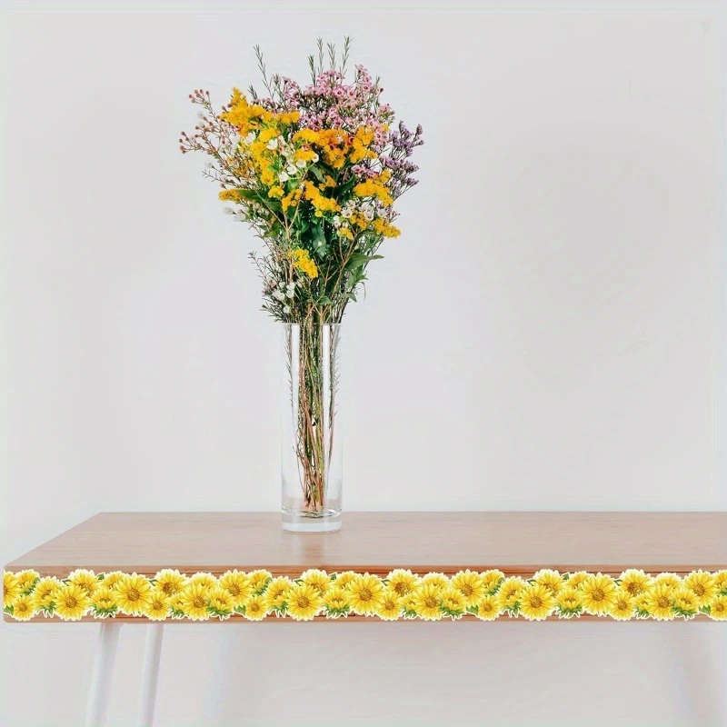 Sunflower Die-Cut Trim Border Roll - Yellow & Brown Paper Decor for Bulletin Boards, Classroom, Scho