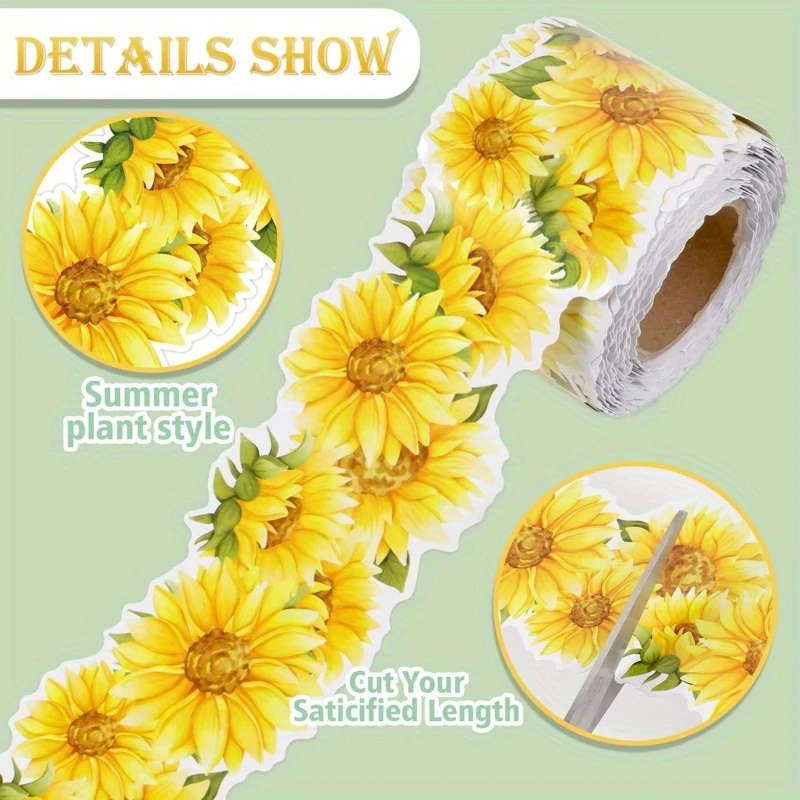 Sunflower Die-Cut Trim Border Roll - Yellow & Brown Paper Decor for Bulletin Boards, Classroom, Scho