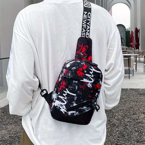 1pc Lightweight Nylon Sling Bag for Men with Adjustable Shoulder Strap Casual Chest Fanny Pack with