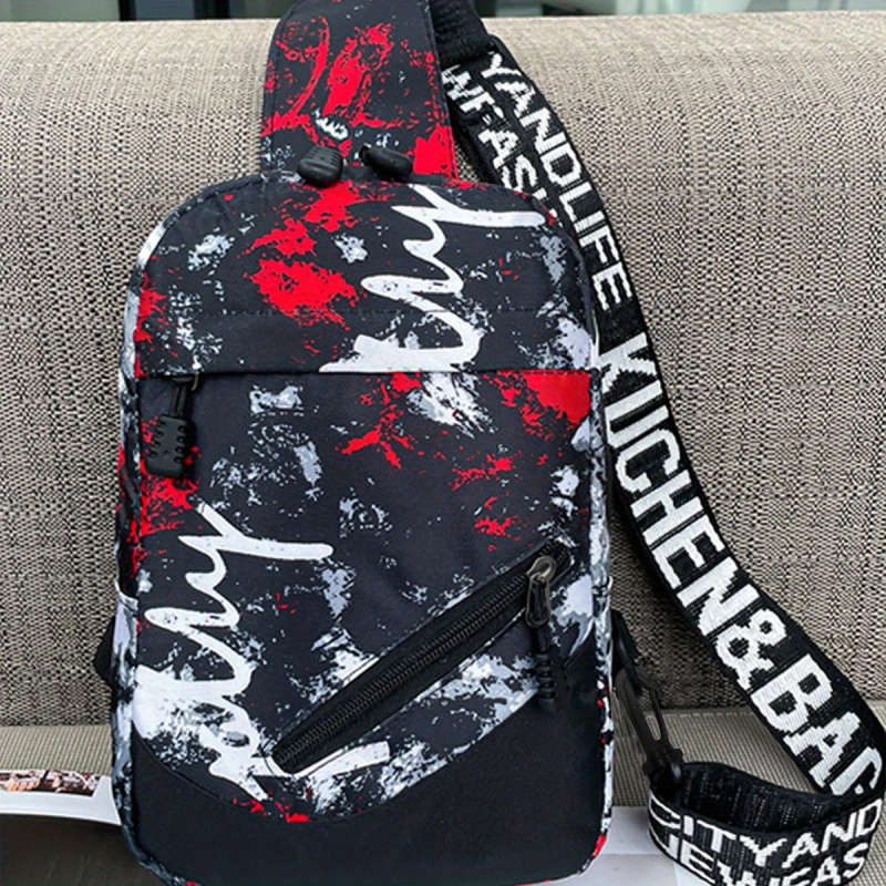 1pc Lightweight Nylon Sling Bag for Men with Adjustable Shoulder Strap Casual Chest Fanny Pack with