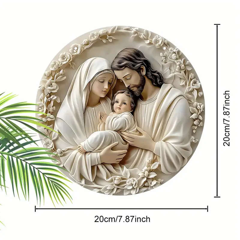 1pc Wooden Nativity Scene Hanging Ornament Universal Holiday Jesus Family of Three Christmas Decorat