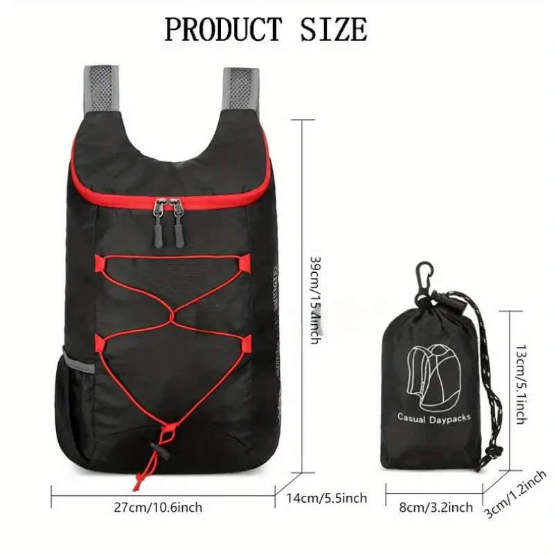 1pc Ultralight Durable Foldable Backpack For Hiking Cycling And Traveling Adjustable Shoulder Straps