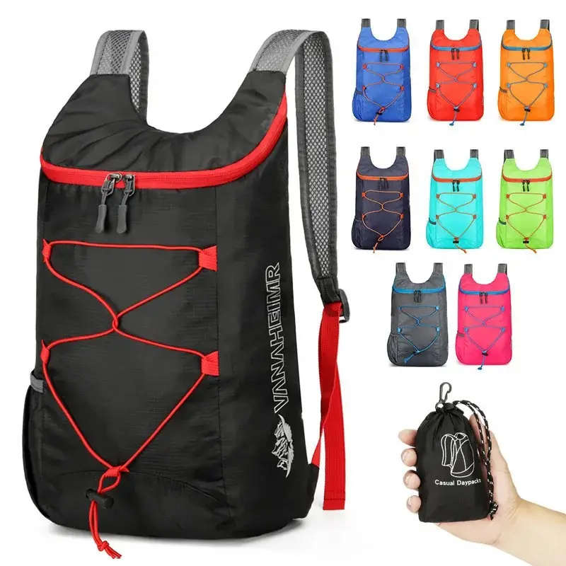 1pc Ultralight Durable Foldable Backpack For Hiking Cycling And Traveling Adjustable Shoulder Straps