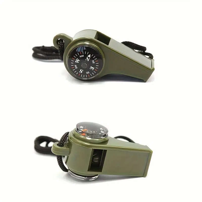 1 Piece 3-in-1 ABS Survival Whistle with Built-in Compass and Thermometer for Camping Hiking Outdoor