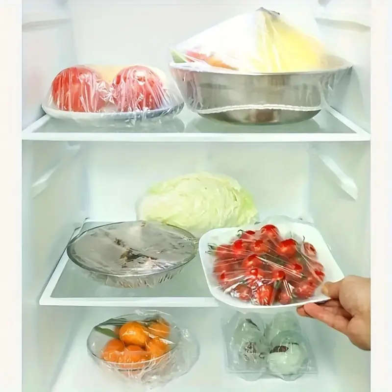100pcs Reusable Elastic Food Storage Covers Translucent Stretchable Plastic Bowl Plate Seals Perfect