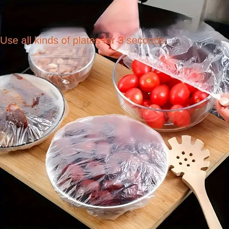 100pcs Reusable Elastic Food Storage Covers Translucent Stretchable Plastic Bowl Plate Seals Perfect