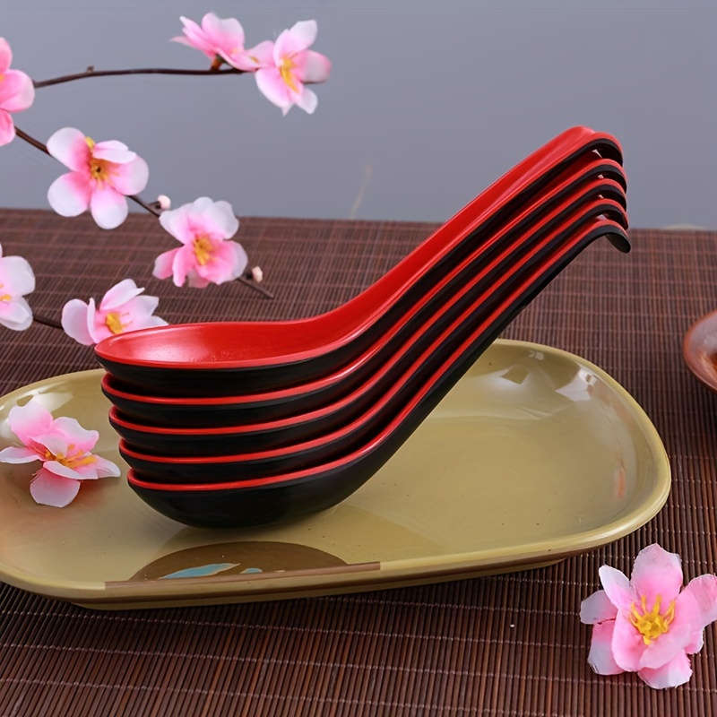 5pcs Japanese-Style Melamine Soup Spoons Durable Non-Stick Easy-to-Clean Perfect for Ramen