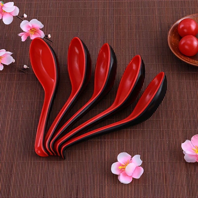 5pcs Japanese-Style Melamine Soup Spoons Durable Non-Stick Easy-to-Clean Perfect for Ramen