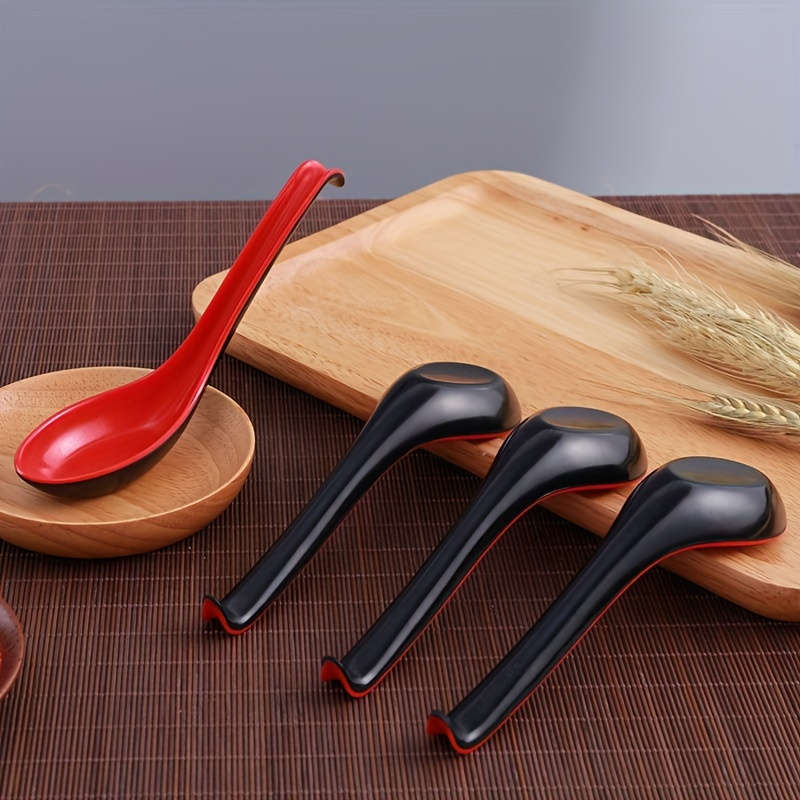 5pcs Japanese-Style Melamine Soup Spoons Durable Non-Stick Easy-to-Clean Perfect for Ramen