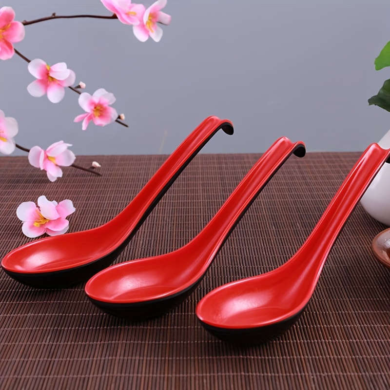 5pcs Japanese-Style Melamine Soup Spoons Durable Non-Stick Easy-to-Clean Perfect for Ramen