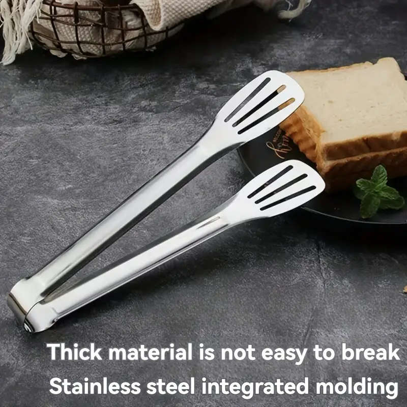 4pcs Stainless Steel Tongs Set Uncharged Sturdy Food Serving Clips for Bread BBQ Salad Home Restaura