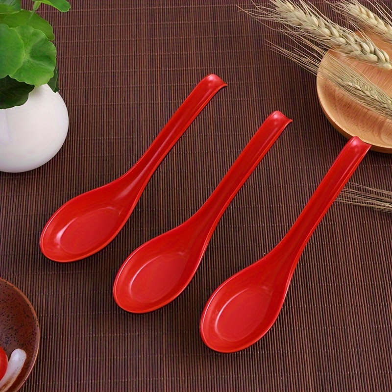 5pcs Japanese-Style Melamine Soup Spoons Durable Non-Stick Easy-to-Clean Perfect for Ramen