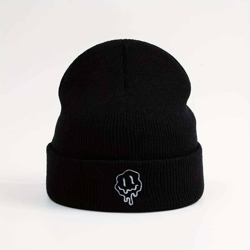 1pc Acrylic Knit Beanie Hat Casual Style Solid Color Warm Cap with Medium Stretch Hand Washab