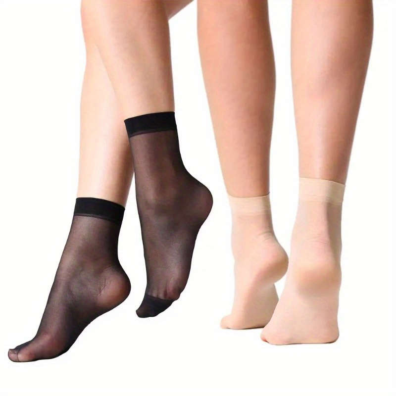 20 Pairs Light Beige One Size High Elastic Socks