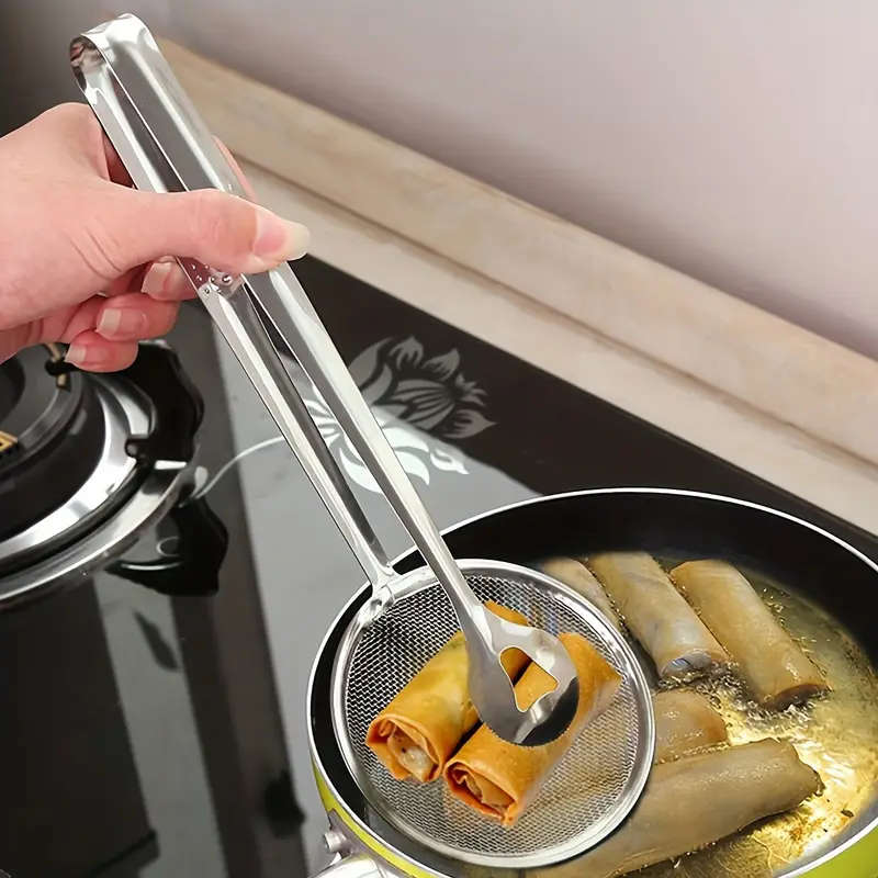 Stainless Steel Kitchen Strainer Spoon High Heat Resistant Fry Filter and Precision Colander Tongs