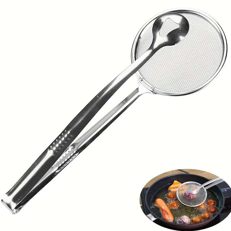 Stainless Steel Kitchen Strainer Spoon High Heat Resistant Fry Filter and Precision Colander Tongs